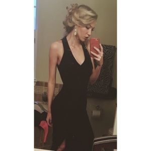 Navy blue velvet gown